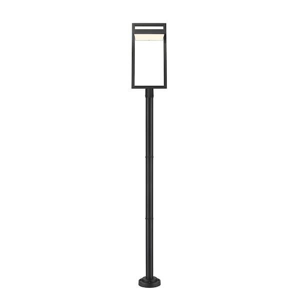 Luttrel 1 Light Outdoor Post Mounted Fixture, Black & Sand Blast